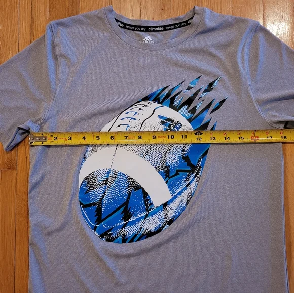 Adidas Short Sleeve Boys Graphic Football T-Shirt Large (14-16) Grey Climalite. - Picture 3 of 8